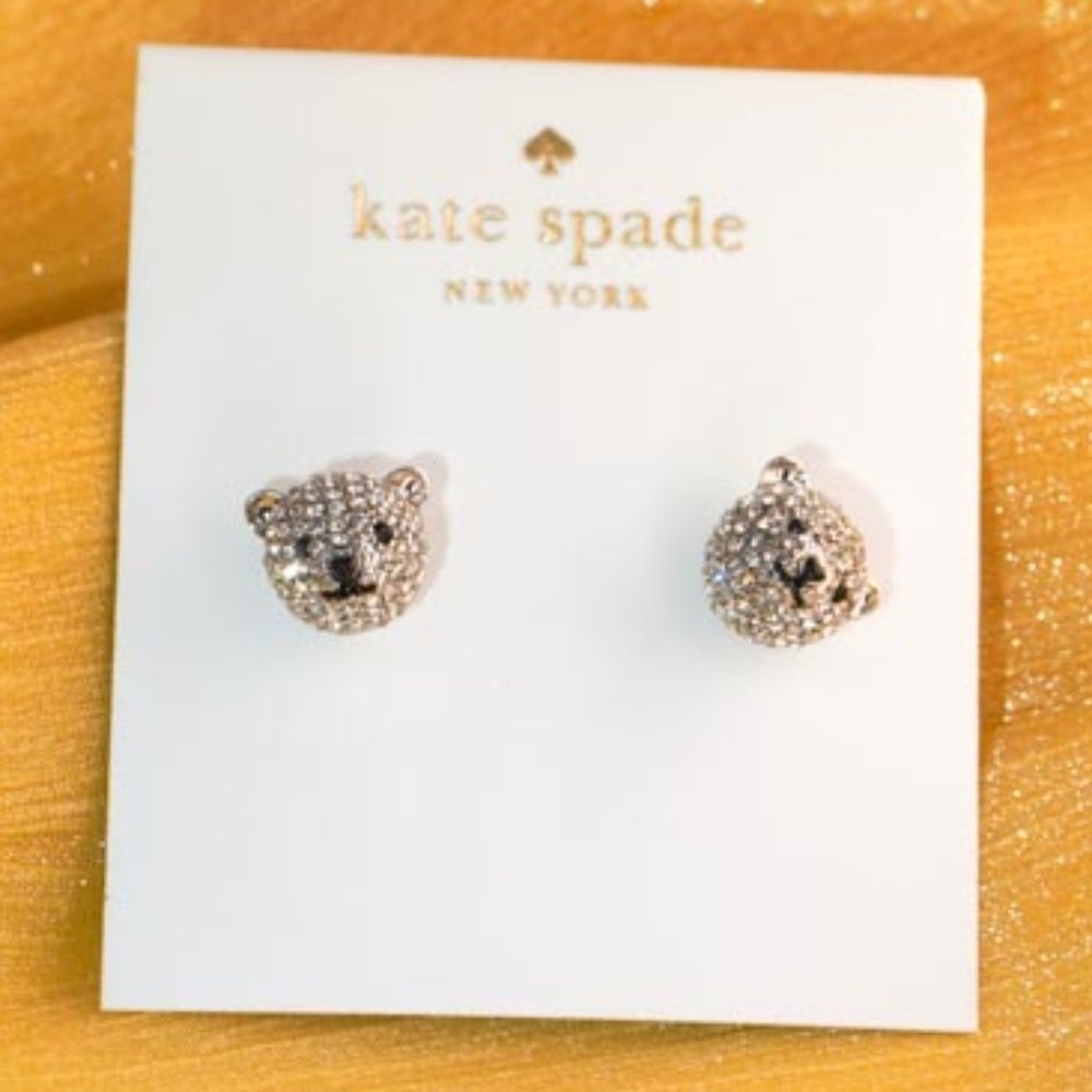 Kate Spade Arctic Friends Polar Bear Pave Mini Studs (with GIFT BAG)